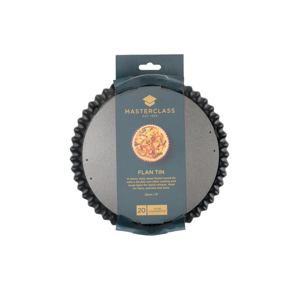 MASTERCLASS NON-STICK FLUTED LOOSE BASE QUICHE TIN ROUND 20CM, Masterclass