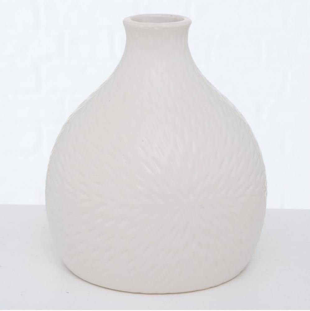 SALINA VASE H16CM, D15CM, 2ASS, WHITE, MATTE, CERAMIC, Boltze