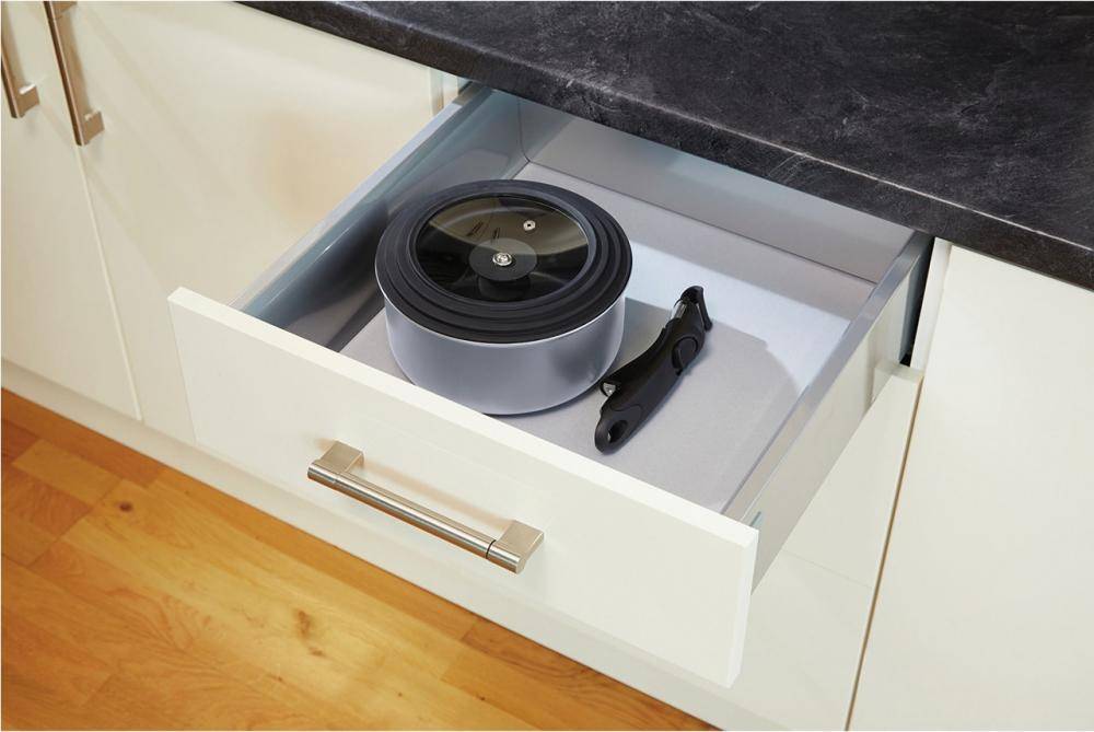 MASTERCLASS SPACE SET OF THREE STACKING INDUCTION-SAFE NON-STICK PANS, Masterclass