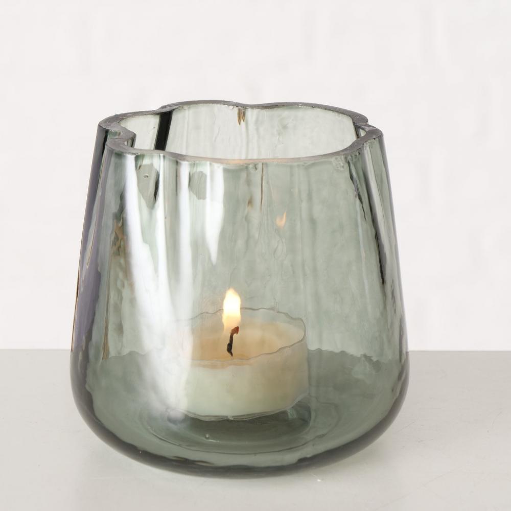 EKALA WINDLIGHT 8CM, 3 ASS, GREEN, LAQUERED GLASS, Boltze