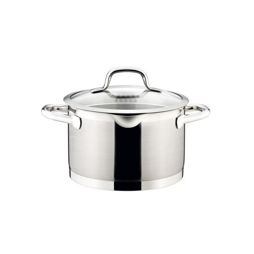 PRESIDENT KATLS 20CM, 4L, AR STIKLA VĀKU, AR ŠĶIDRUMA NOLIEŠANAS FUNKCIJU, NER.TĒR., INDUKCIJAI, Tescoma