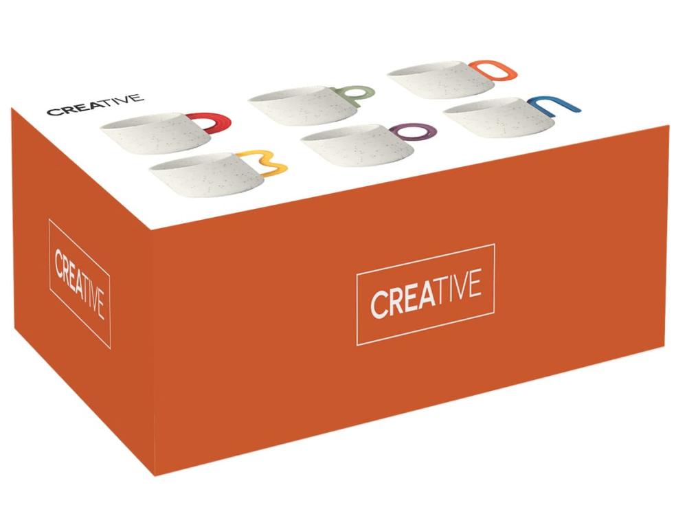 CREATIVE COLOURED MUGS 100ML, SET 6PCS, PORCELAIN, Easy Life