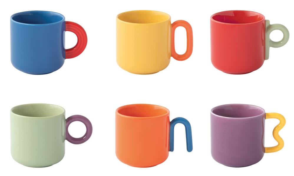 CREATIVE COLOURED MUGS 100ML, SET 6PCS, PORCELAIN, Easy Life