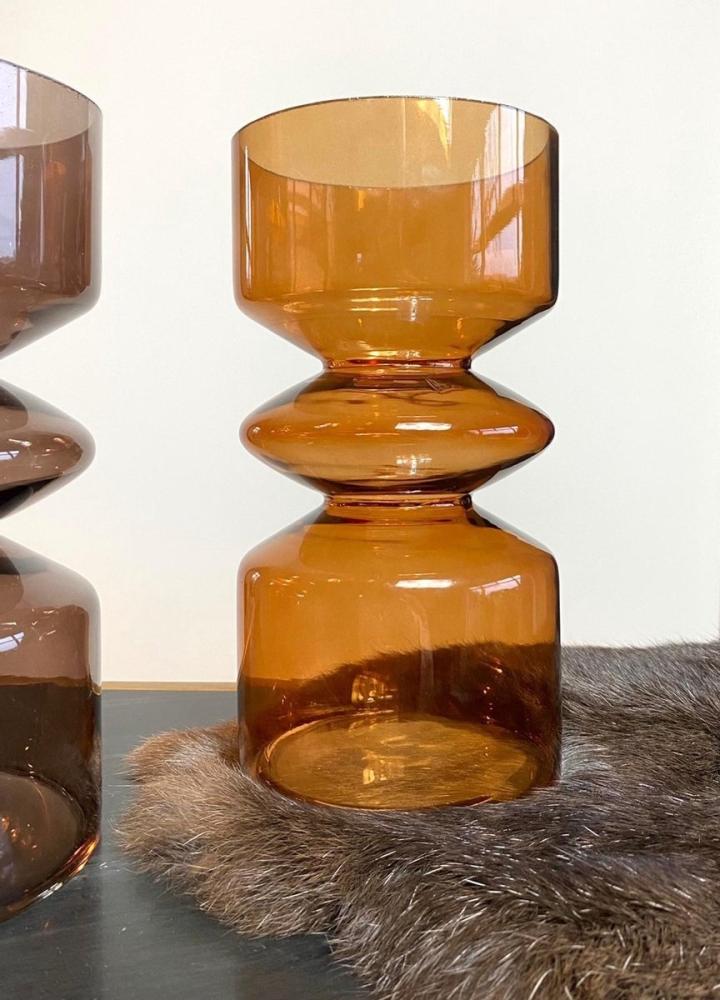 VASE NELIKA, H 26,00 CM, BROWN, OCHRE YELLOW, GLASS, Boltze
