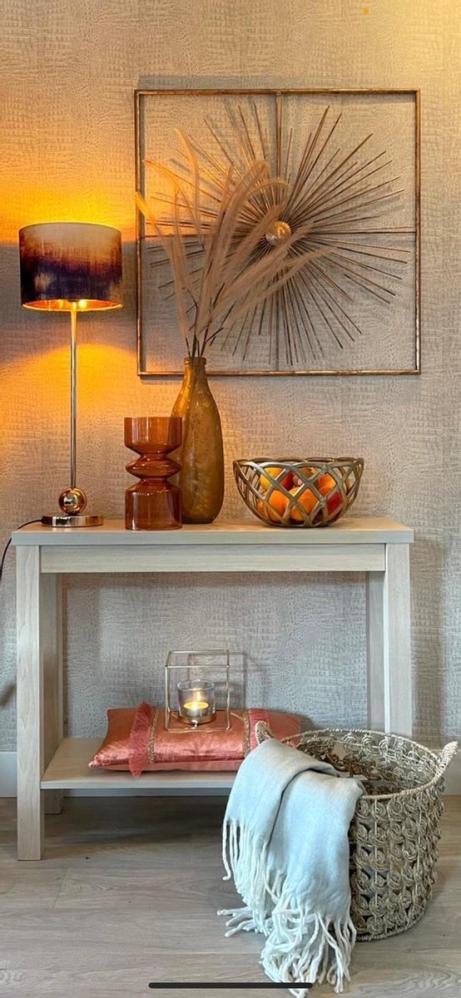 VASE NELIKA, H 26,00 CM, BROWN, OCHRE YELLOW, GLASS, Boltze