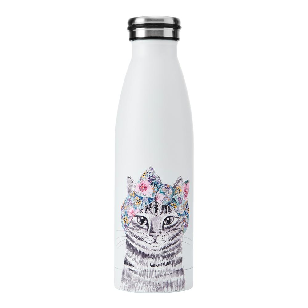 MIKASA TIPPERLEYHILL CAT DOUBLE-WALLED STAINLESS STEEL BOTTLE, 500ML, Mikasa