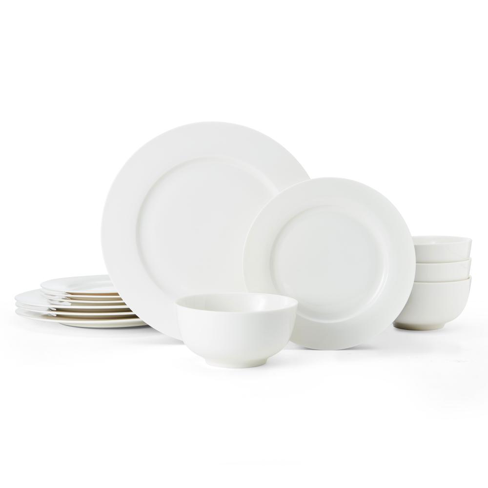 MIKASA EGRET PUSDIENU SERVĪZE 4PERS, 12PR, BALTA, PORCELĀNS, Mikasa