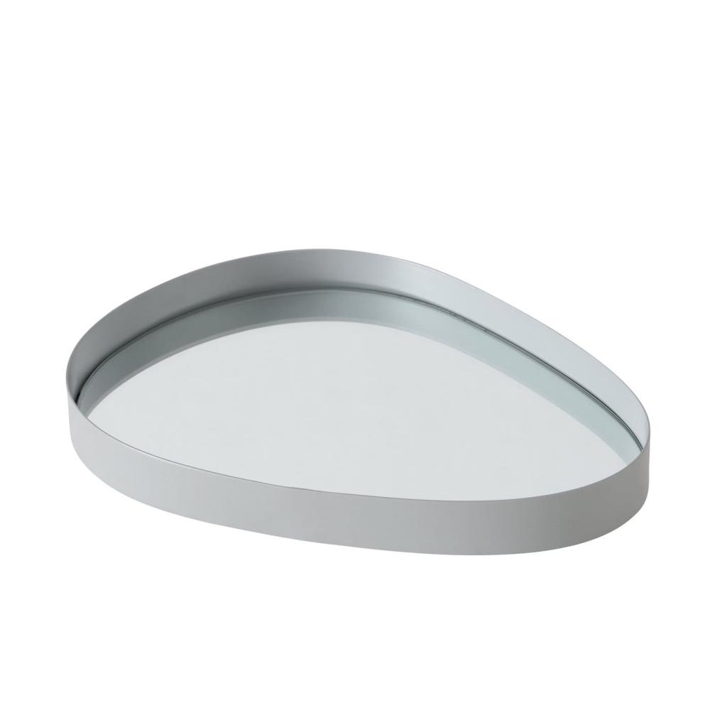 WOLKA DECORATIVE TRAY 17CM, WITH MIRROR SURFACE, GRAY, METAL/GLASS, Boltze
