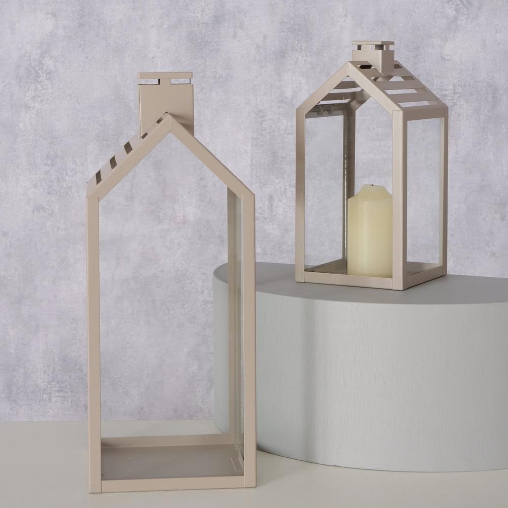 CODY SVEČTURIS-LATERNA H35CM, 14X14CM, BĒŠA, DZELZS PULVERA PĀRKLĀJUMS (2043969), Boltze