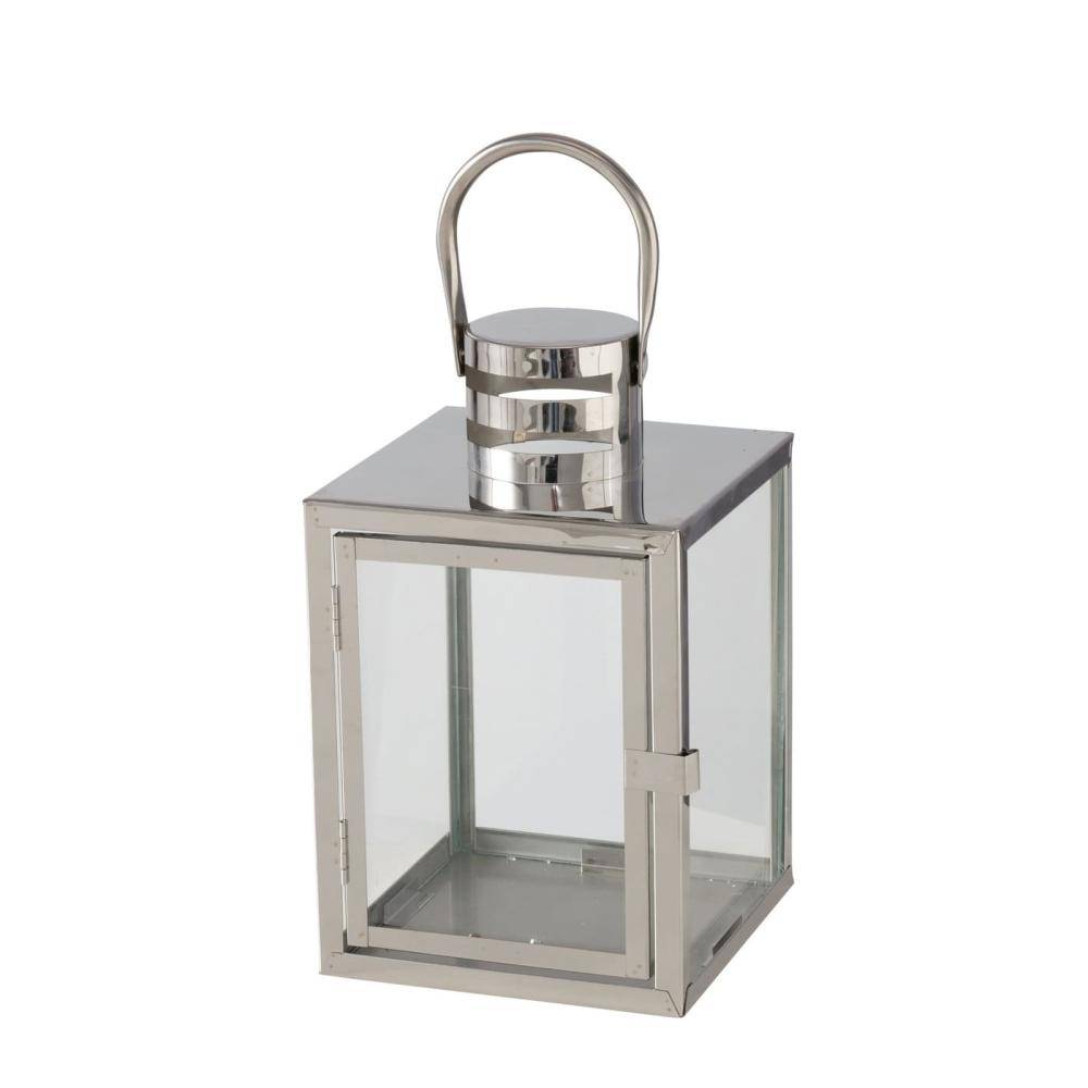 KIRUNA LATERNA AR ROKTURI H24CM, 14X14CM, SUDRABA KR., DZELZS PULVERA PĀRKLĀJUMS (2049901), Boltze