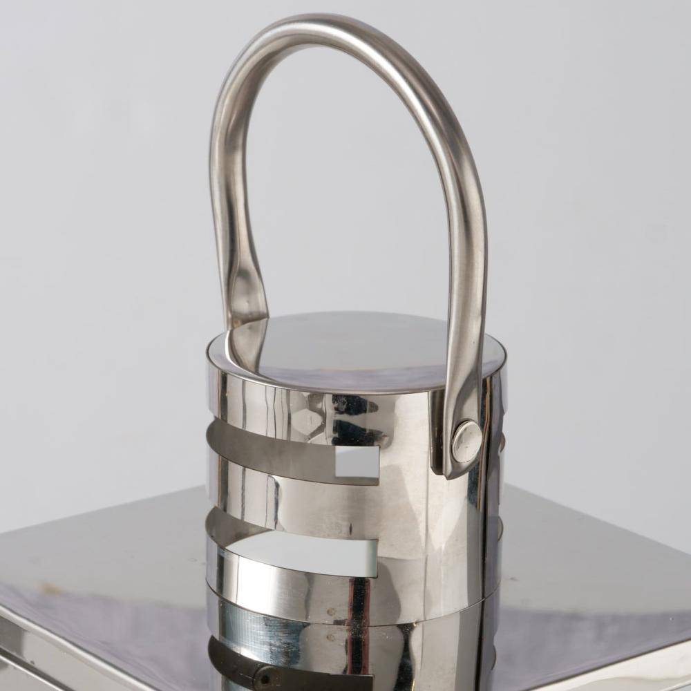 KIRUNA LATERNA AR ROKTURI H24CM, 14X14CM, SUDRABA KR., DZELZS PULVERA PĀRKLĀJUMS (2049901), Boltze