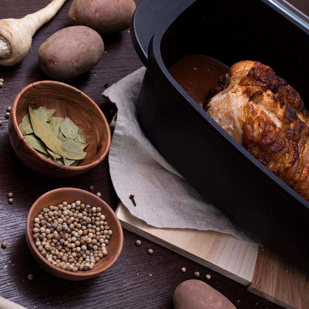 CASSEROLE POT 5.2L, 32X21X11CM, WITH GLASS LID, BLACK, CAST IRON, INDUCTION, Berndes