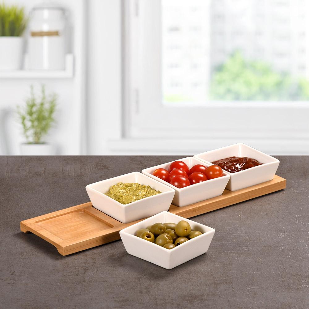 SUUPASTE KOMPLEKT 4TK. 35X9.4X4.3CM, PORTSELAN/BAMBOO, FSC, Kesper