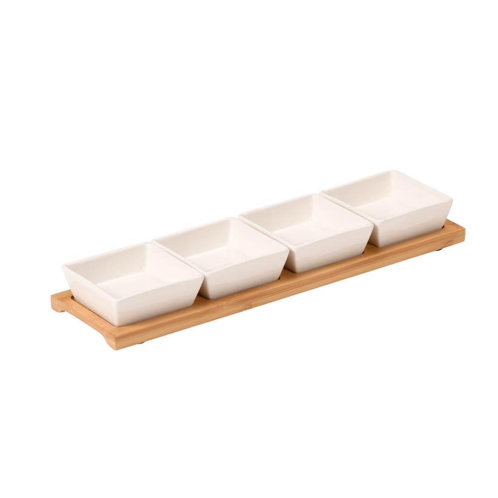 SUUPASTE KOMPLEKT 4TK. 35X9.4X4.3CM, PORTSELAN/BAMBOO, FSC, Kesper