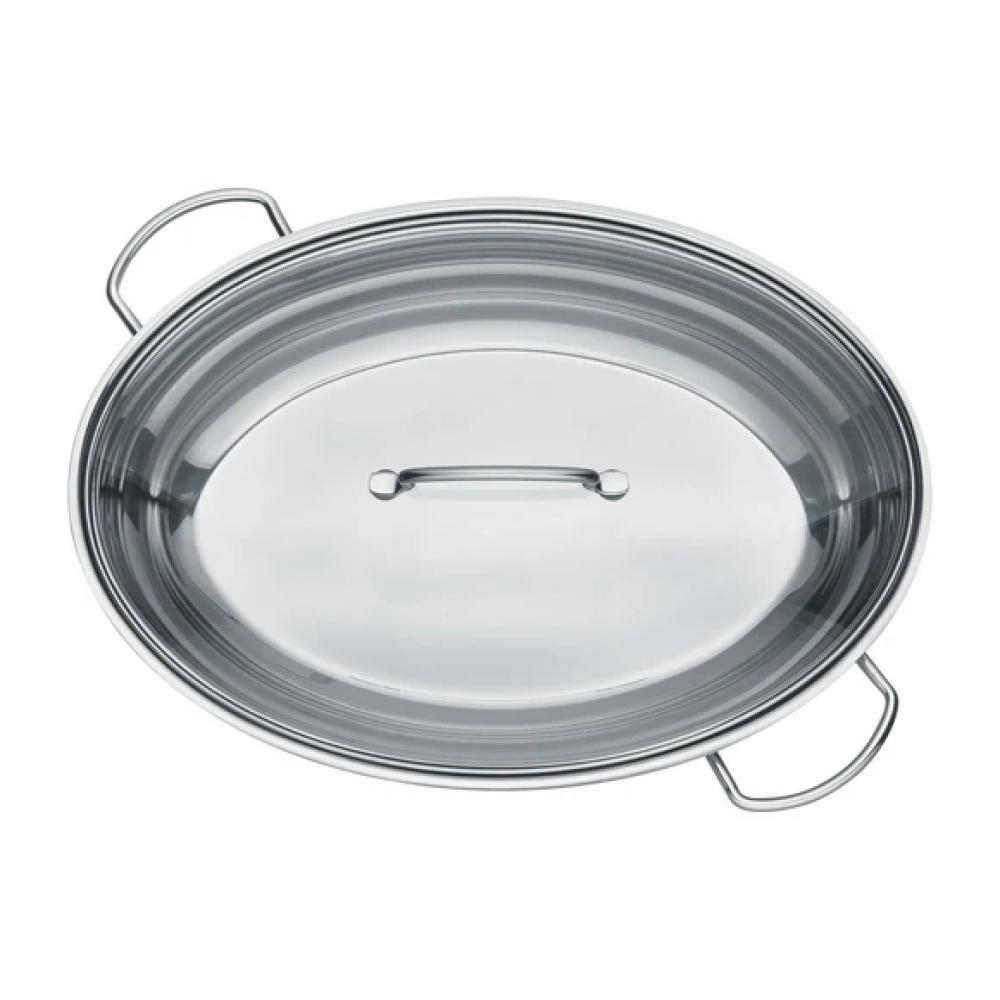 CEPEŠTRAUKS 7.7L, 38X25.5, AR STIKLA VĀKU, NER.TĒR., INDUKCIJAI, Berndes