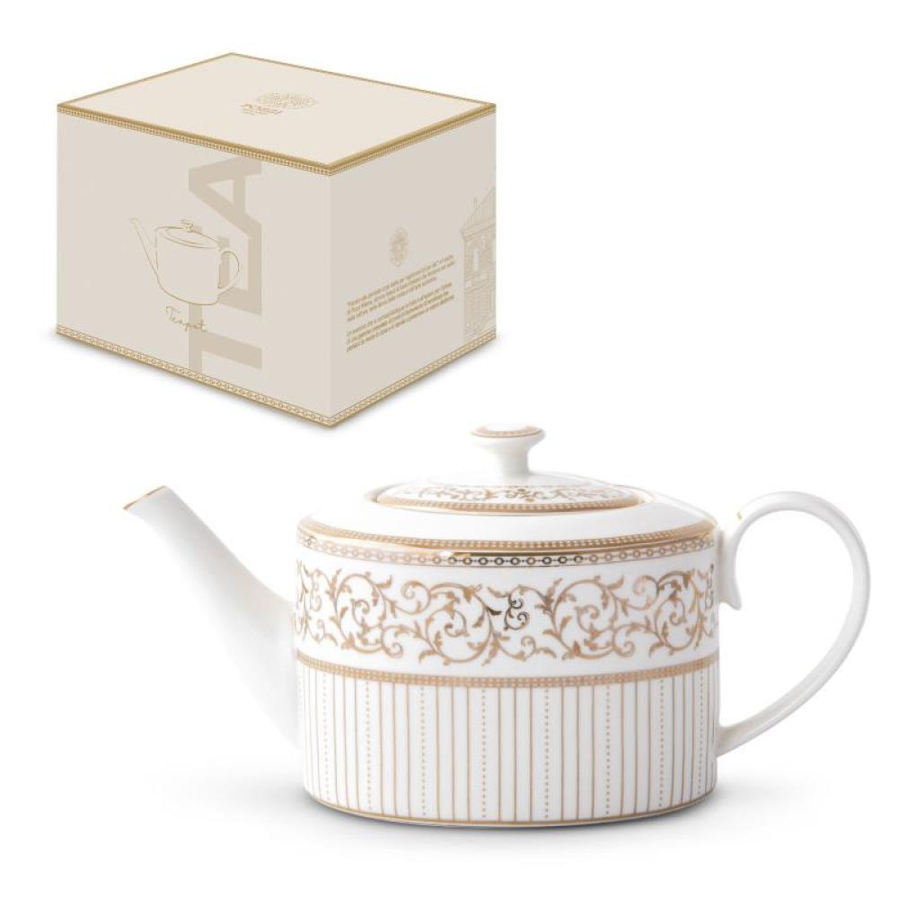 GOLDEN TĒJKANNA 1.2L, PORCELĀNS, DĀVANU KASTĒ, Pozzi Milano